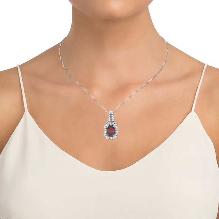 14K White Gold Lab Diamond Ruby Pendant for Her