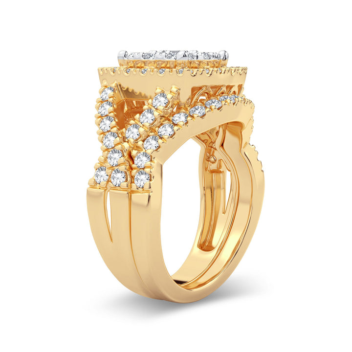 14K Yellow Gold 2CT Lab Diamond Bridal Ring Set