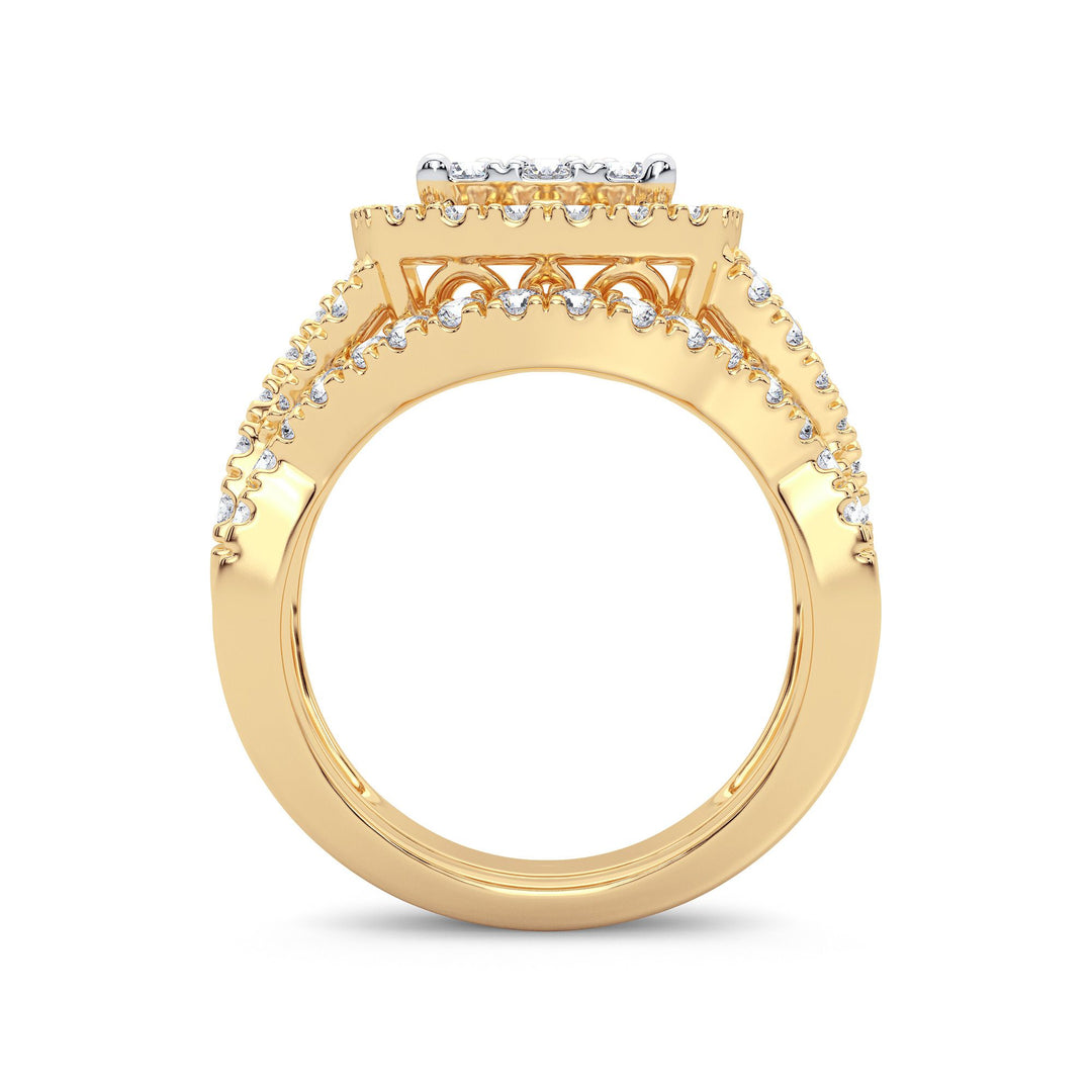 14K Yellow Gold 2CT Lab Diamond Bridal Ring Set