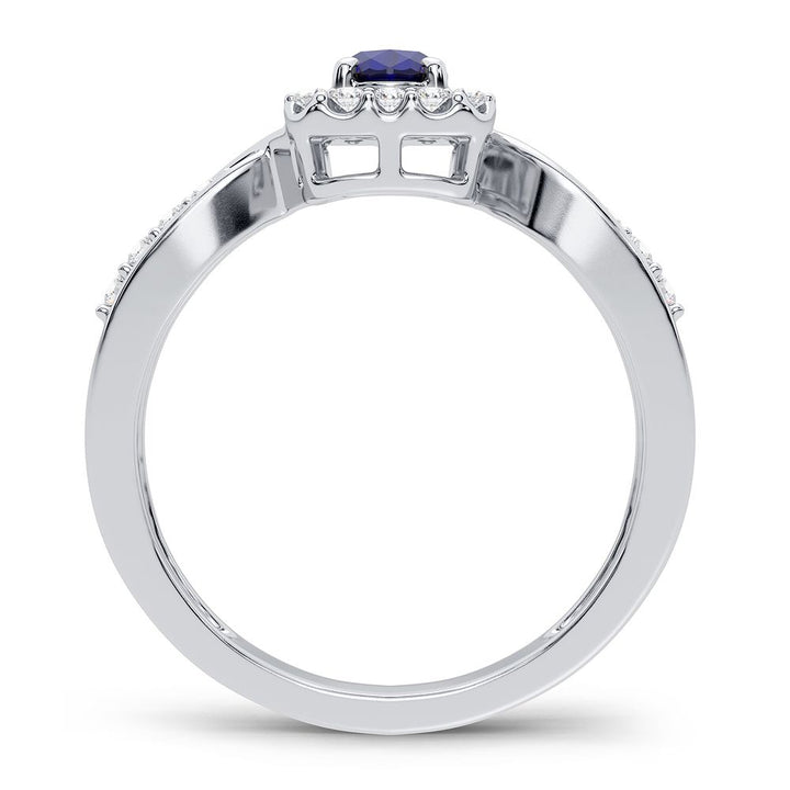 14K White Gold Lab Diamond Sapphire Cocktail Ring