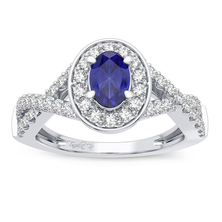 Luminous 14K White Gold Lab Diamond Sapphire Cocktail Ring