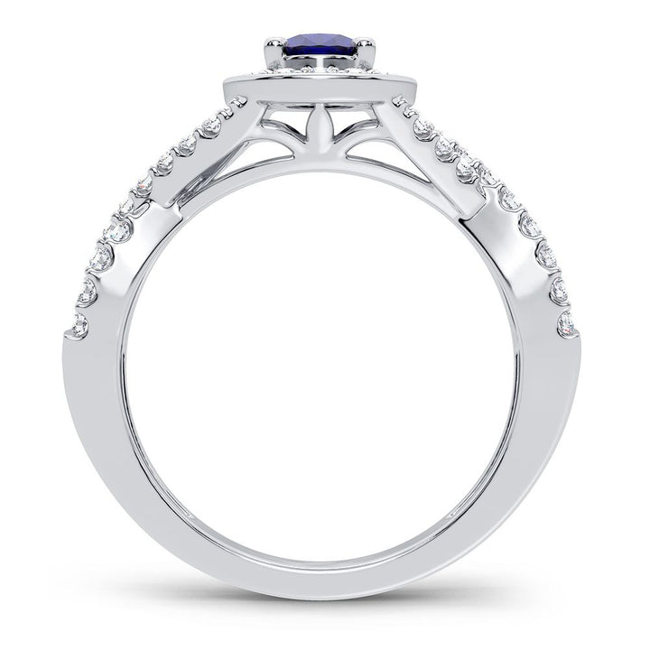 Luminous 14K White Gold Lab Diamond Sapphire Cocktail Ring