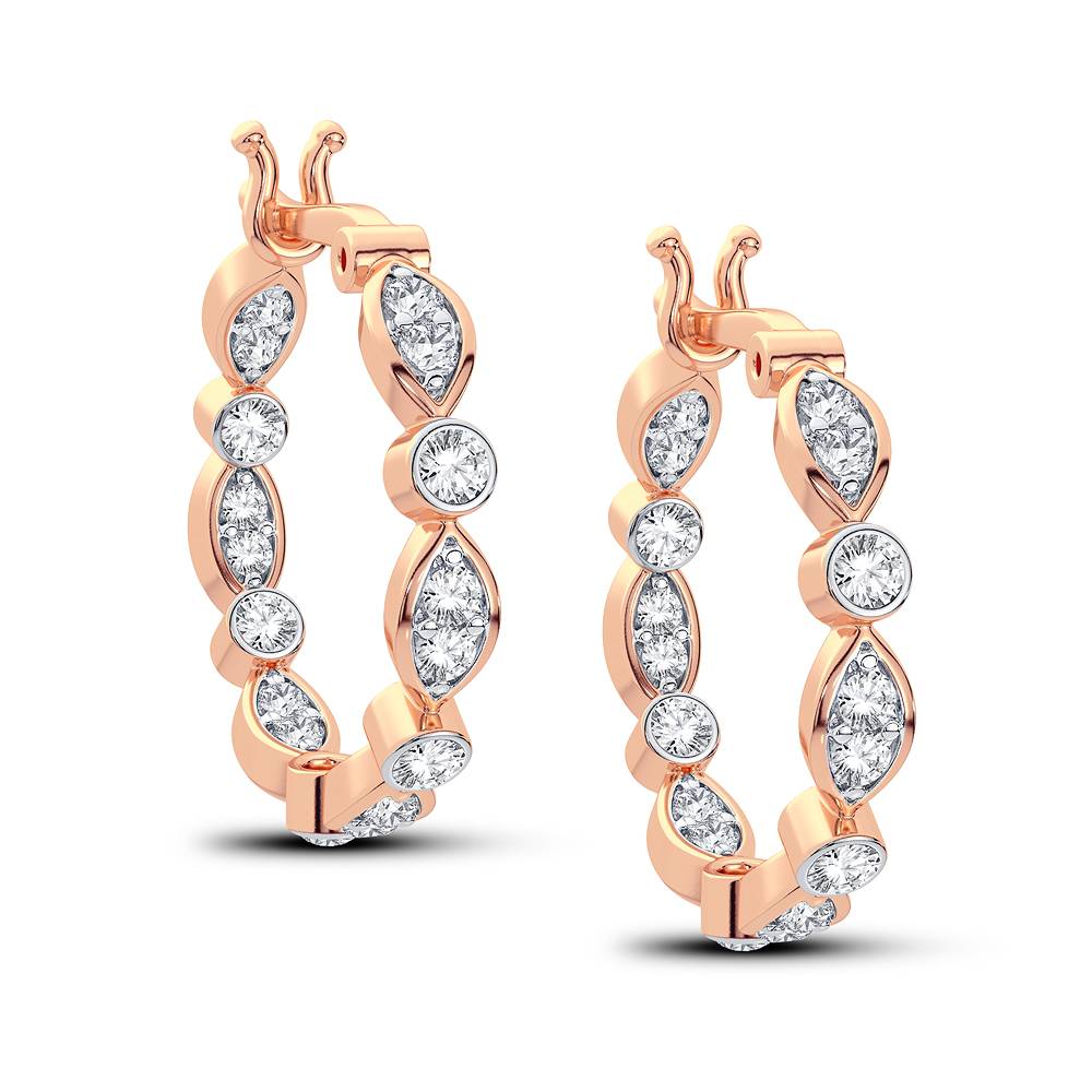 14k Rose Gold 0.50CT Lab Diamond Hoop Earrings