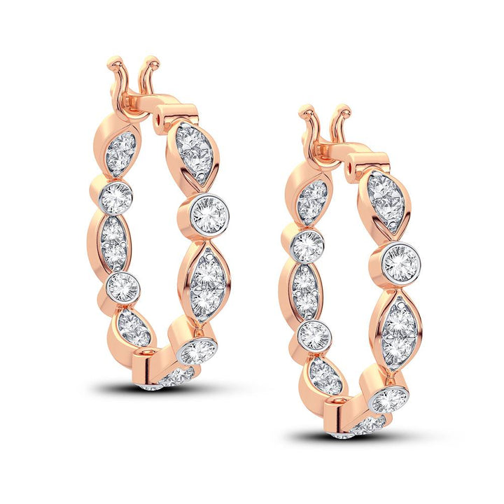 14k Rose Gold 0.50CT Lab Diamond Hoop Earrings
