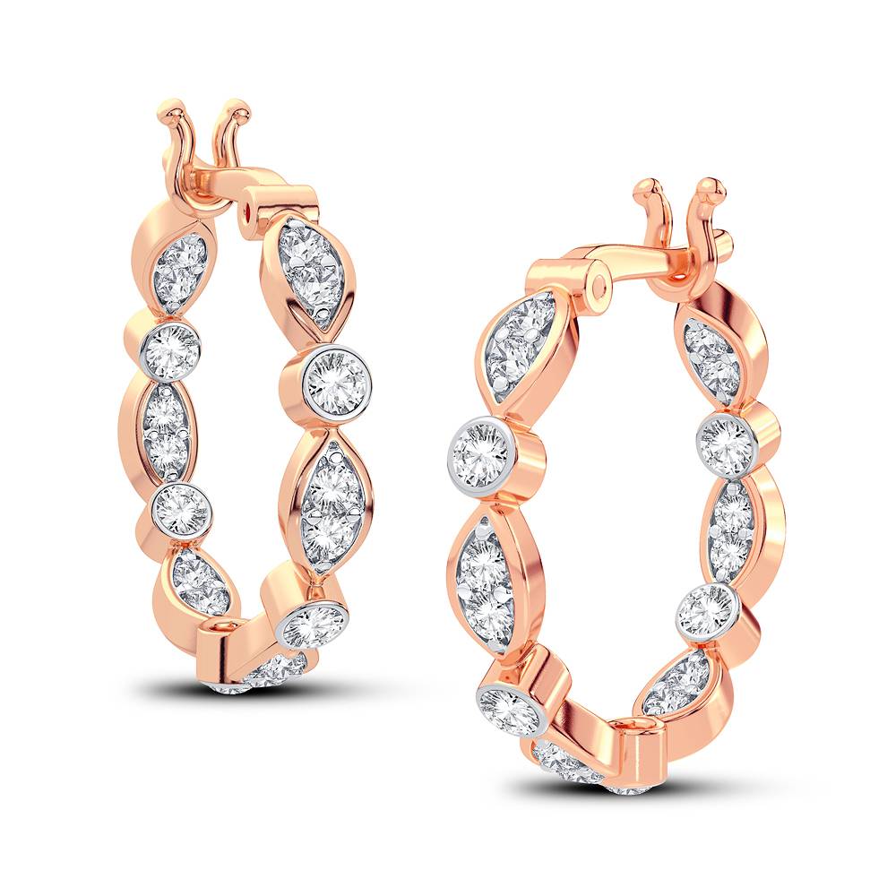 14k Rose Gold 0.50CT Lab Diamond Hoop Earrings
