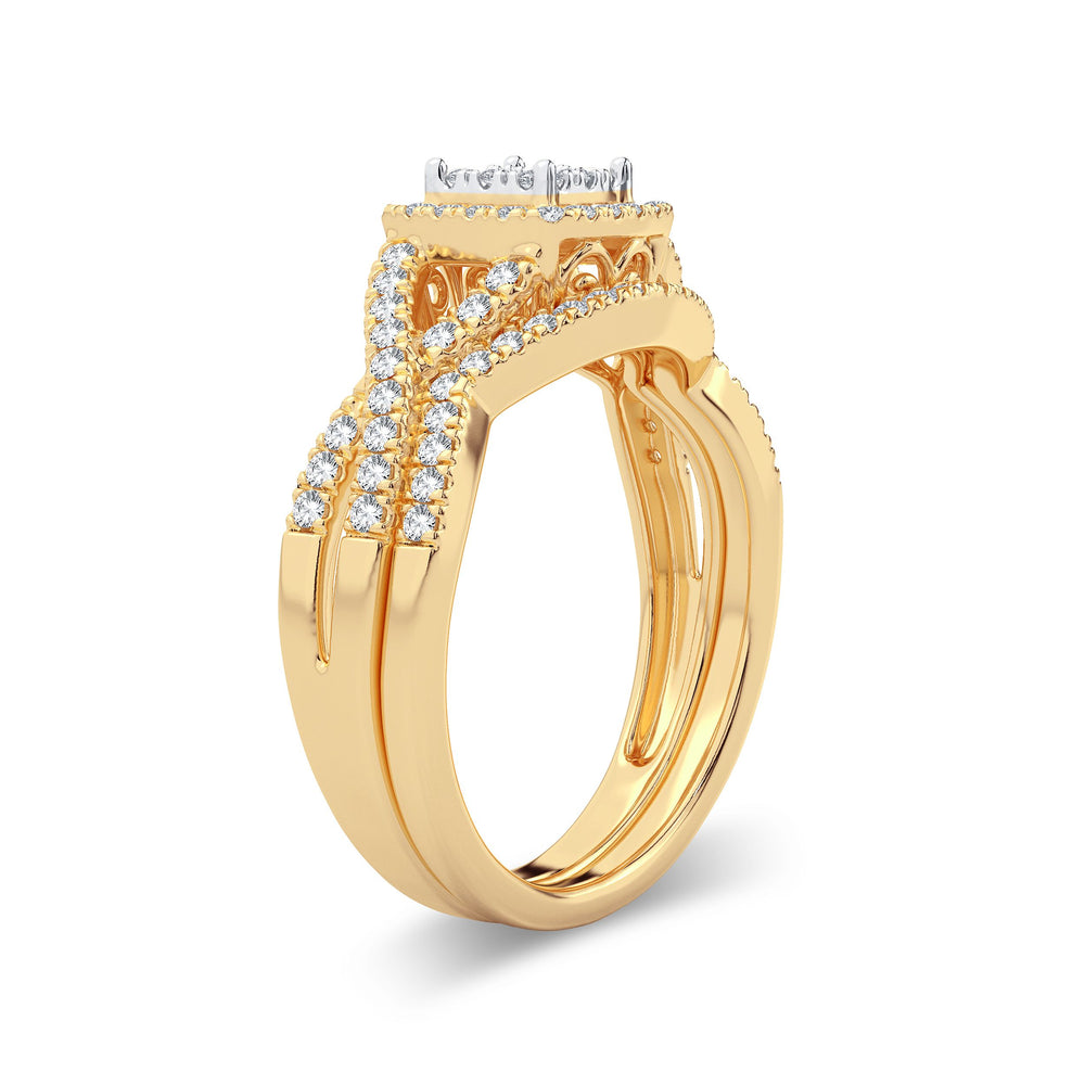 Timeless 14k Yellow Gold 0.50ct Lab Diamond Bridal Ring Set