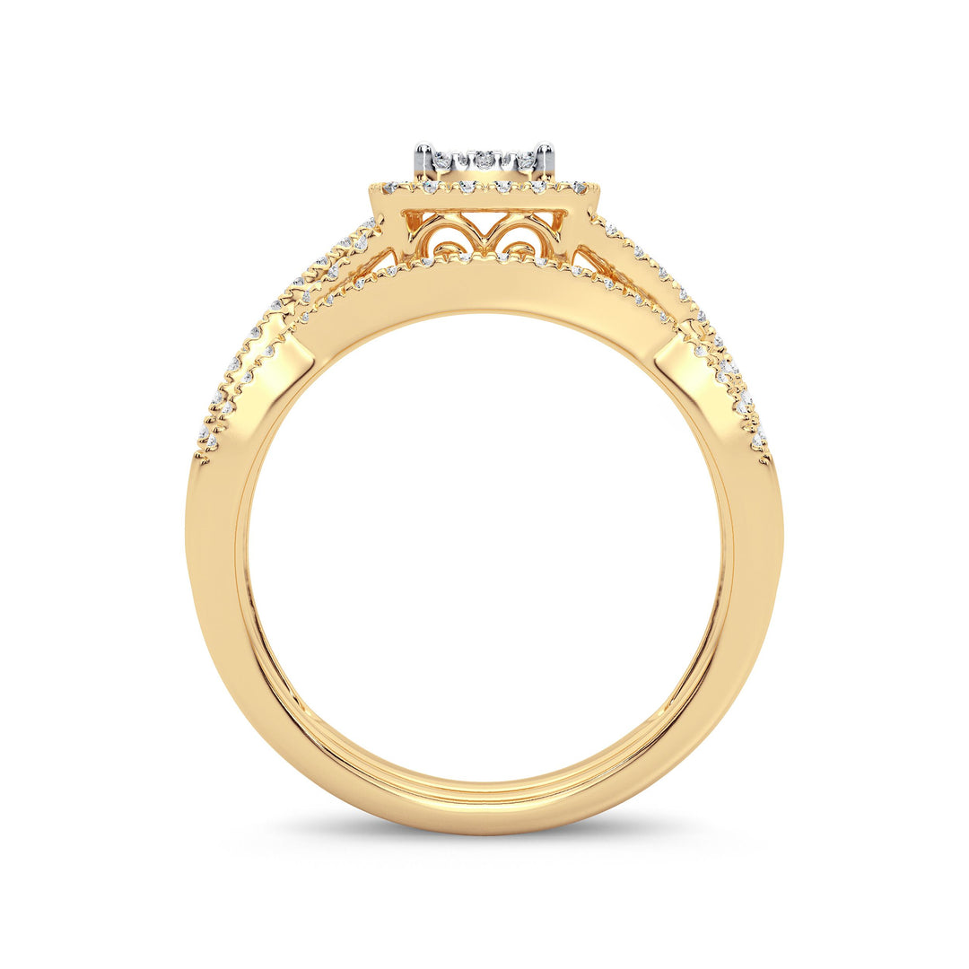 Timeless 14k Yellow Gold 0.50ct Lab Diamond Bridal Ring Set