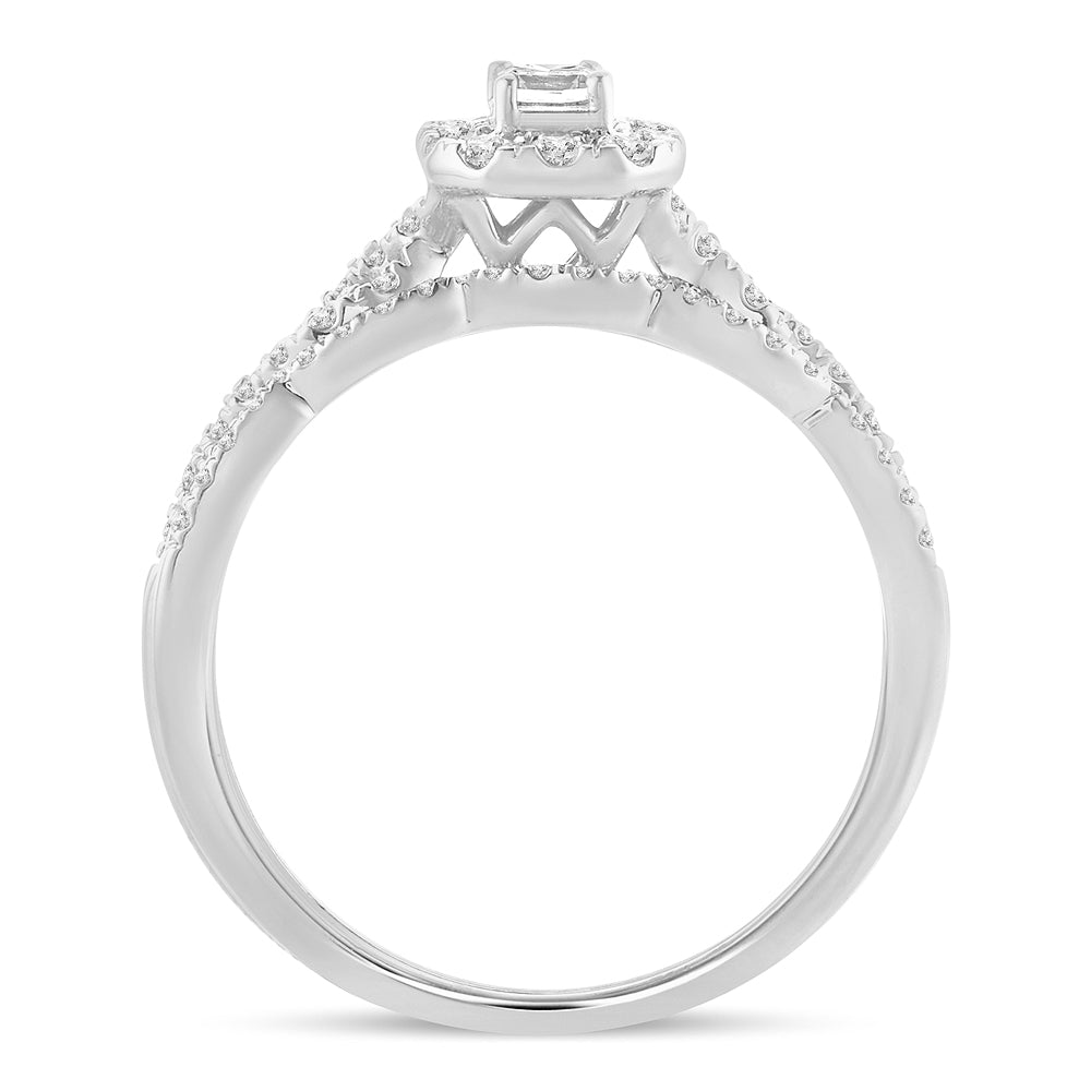 14k White Gold Lab Diamond Bridal Ring (0.60 CT Brilliance)