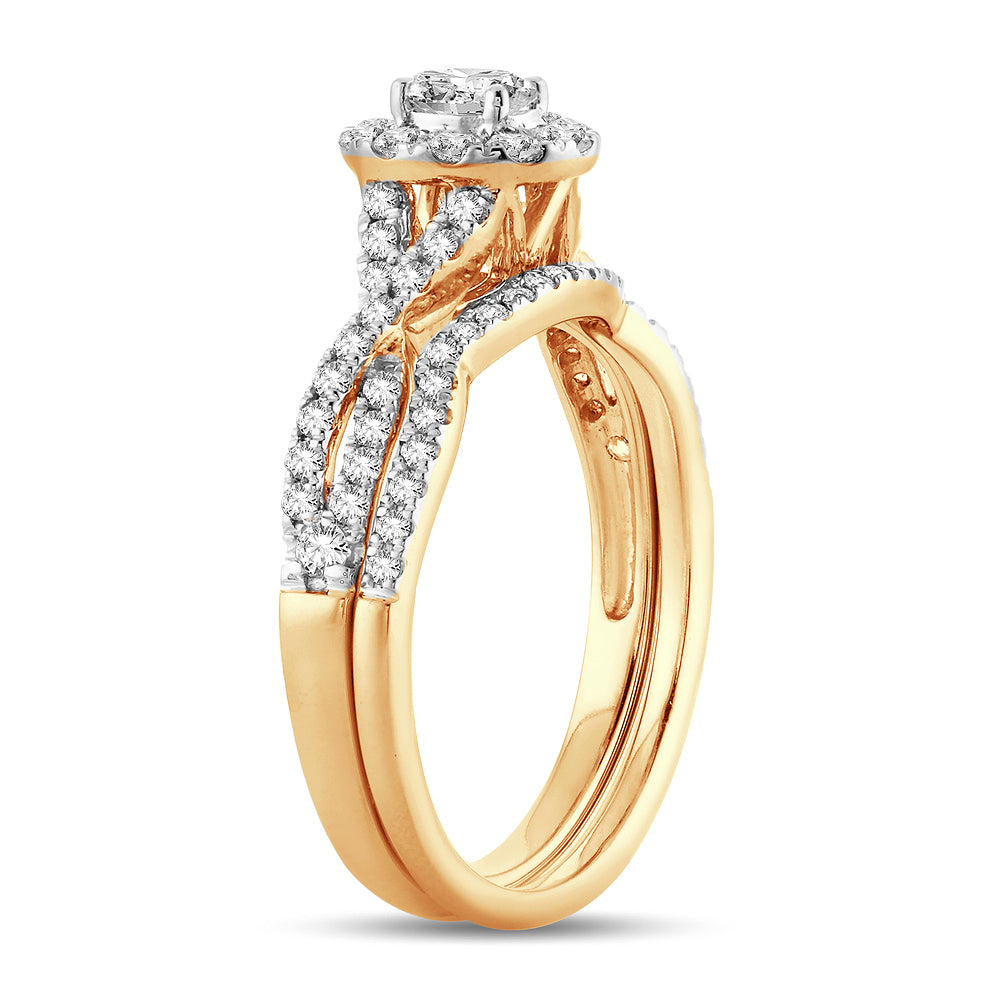 14K Yellow Gold Lab Diamond Bridal Ring - 0.75CT Elegance