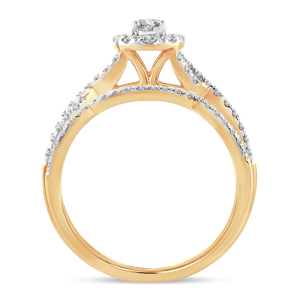 14K Yellow Gold Lab Diamond Bridal Ring - 0.75CT Elegance