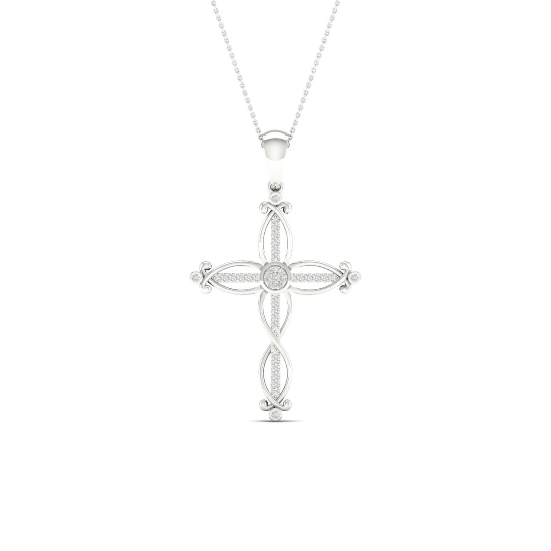 Celestial 10k White Gold 0.10CT Lab Diamond Religious Pendant