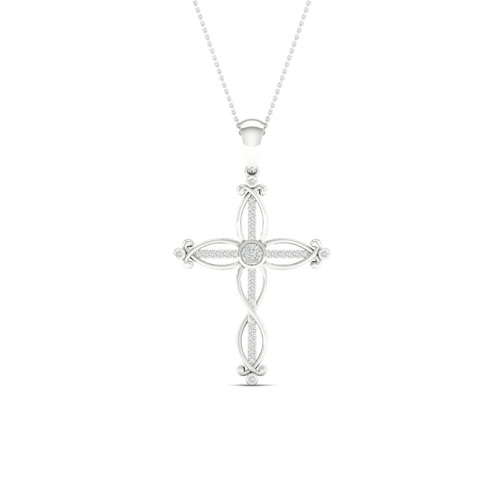 Celestial 10k White Gold 0.10CT Lab Diamond Religious Pendant