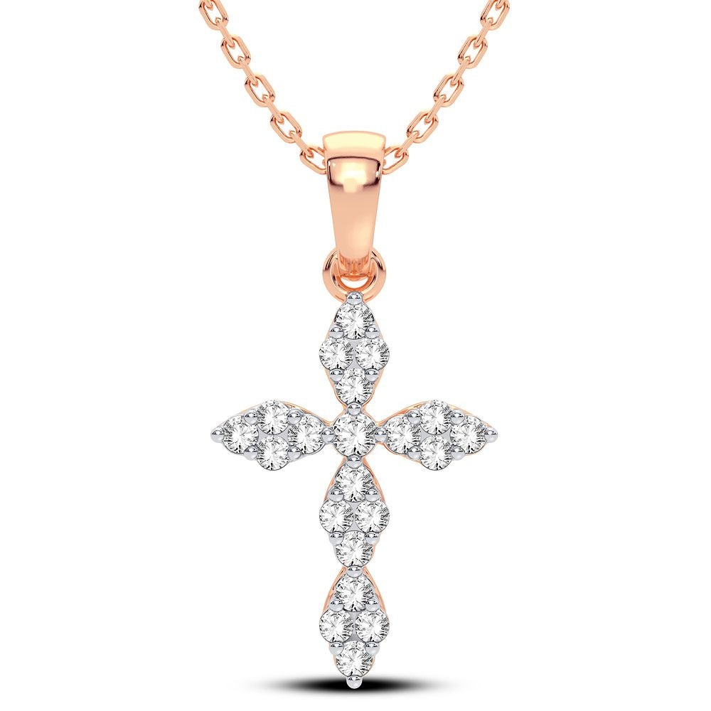 Graceful 14k Rose Gold Lab Diamond Faith Pendant