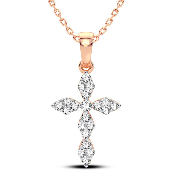 Graceful 14k Rose Gold Lab Diamond Faith Pendant