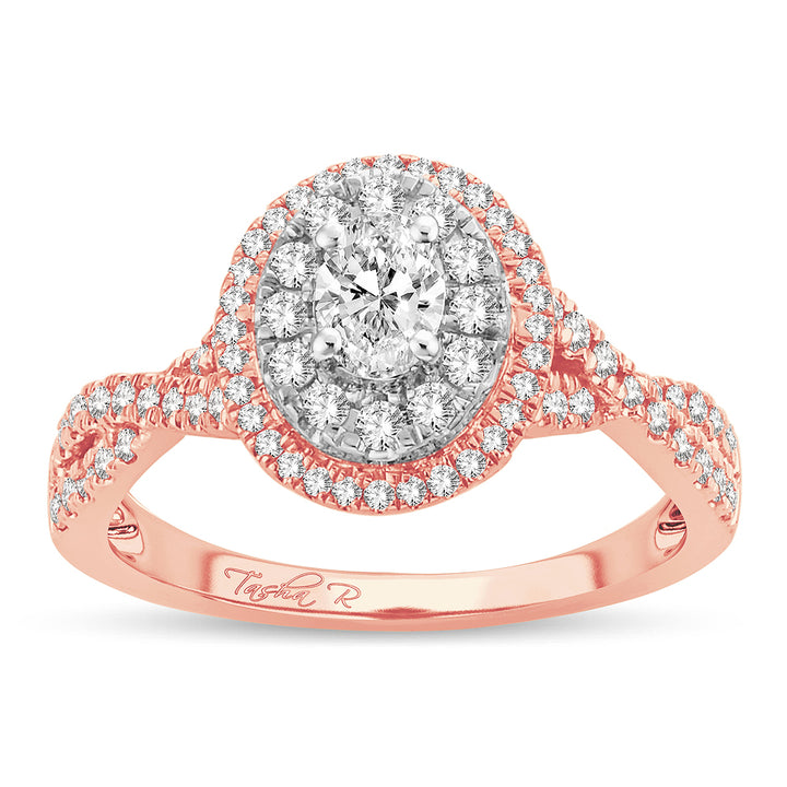Romantic 14k Rose Gold 0.75CT Lab Diamond Engagement Ring