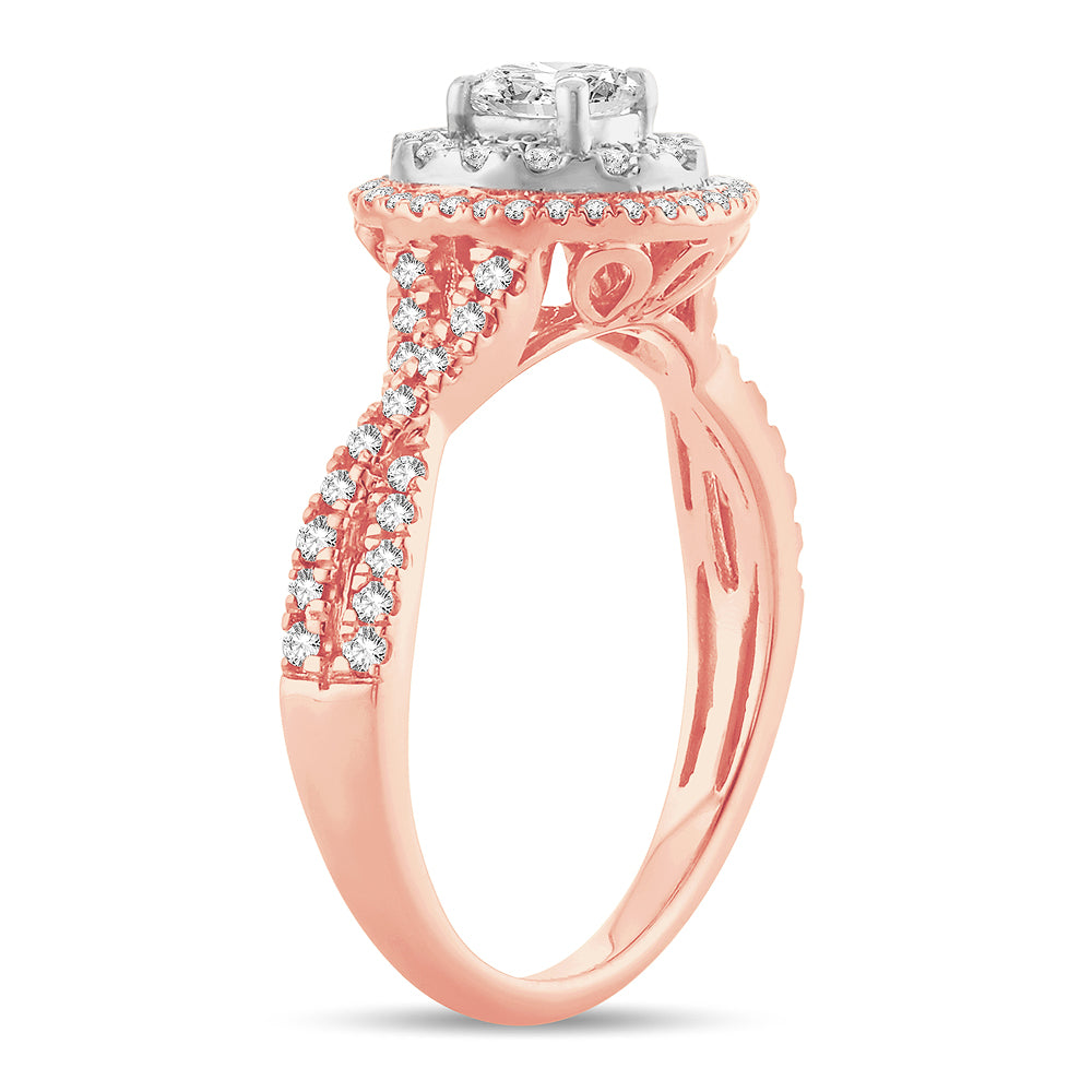 Romantic 14k Rose Gold 0.75CT Lab Diamond Engagement Ring
