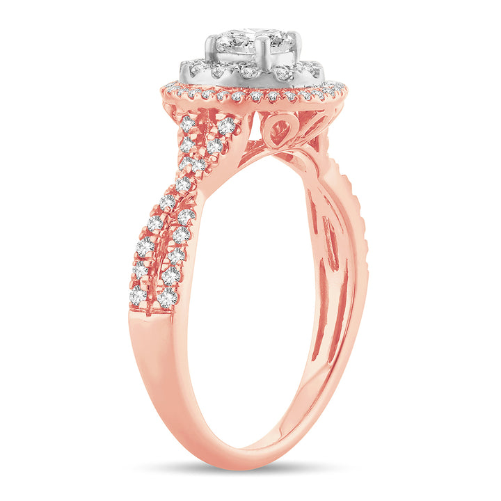 Romantic 14k Rose Gold 0.75CT Lab Diamond Engagement Ring