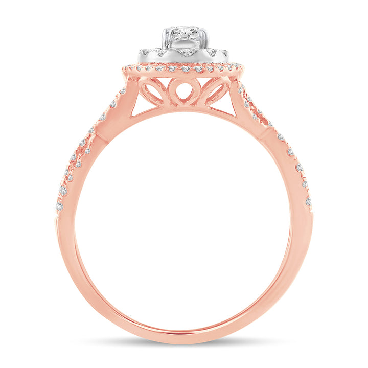 Romantic 14k Rose Gold 0.75CT Lab Diamond Engagement Ring