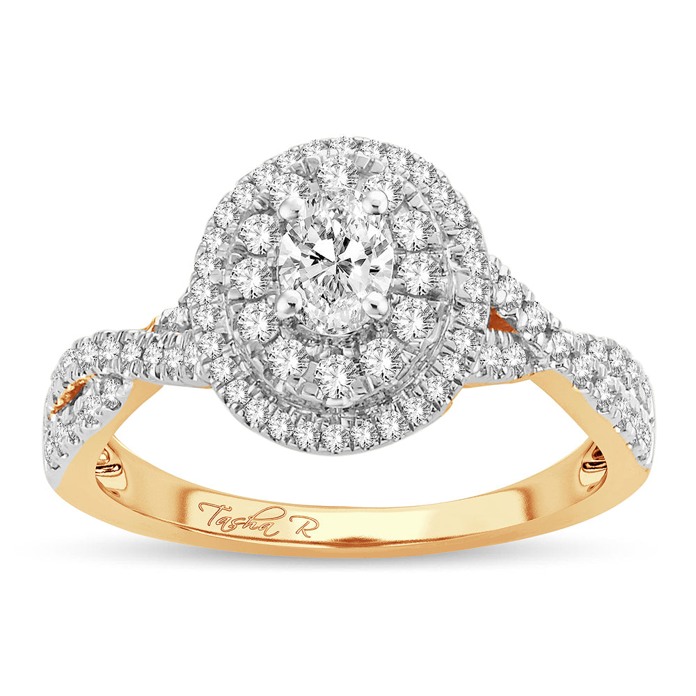 14K Yellow Gold 0.75CT Lab Diamond Womens Engagement Ring