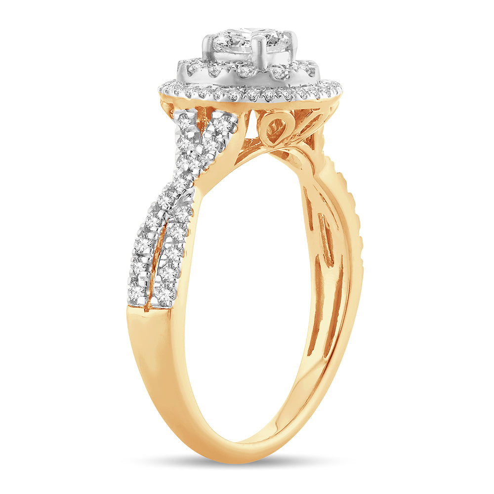 14K Yellow Gold 0.75CT Lab Diamond Womens Engagement Ring