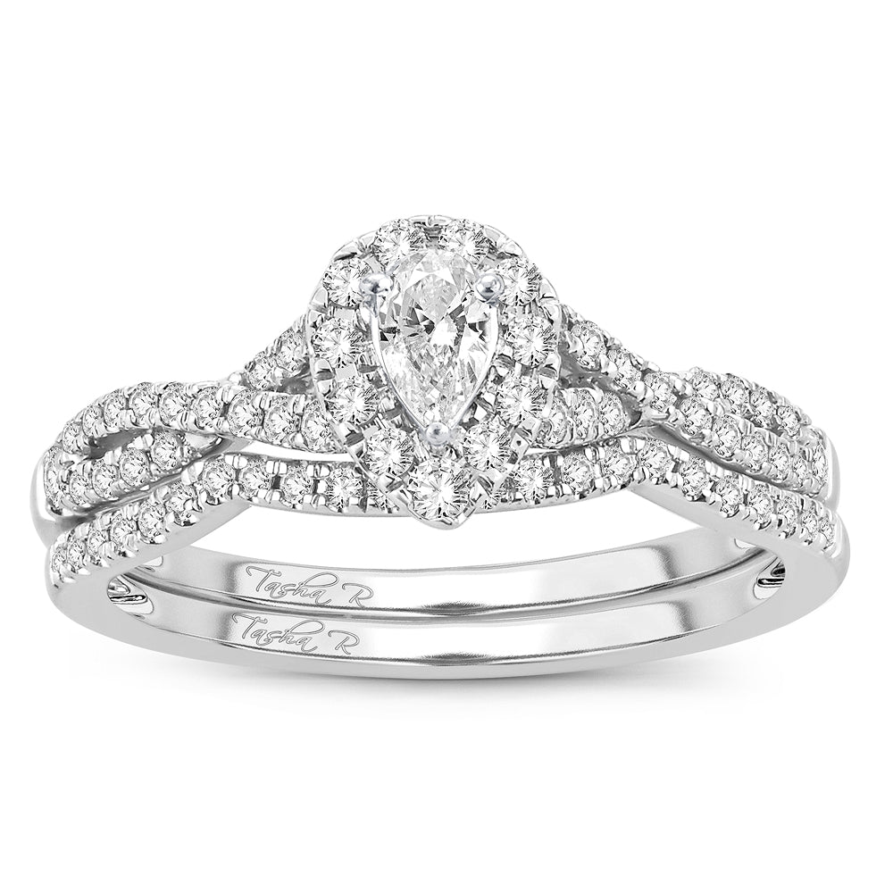 Elegant 14k White Gold 0.50CT Lab Diamond Bridal Ring