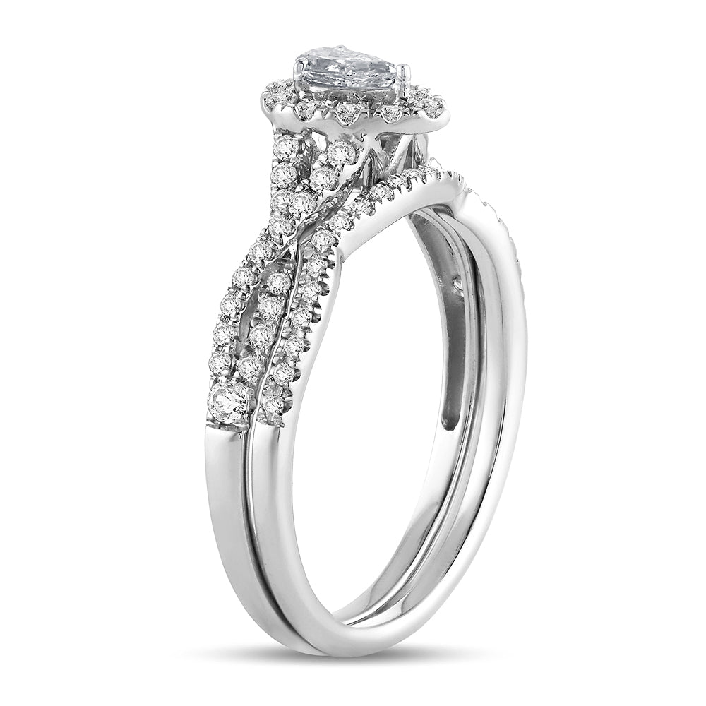 Elegant 14k White Gold 0.50CT Lab Diamond Bridal Ring
