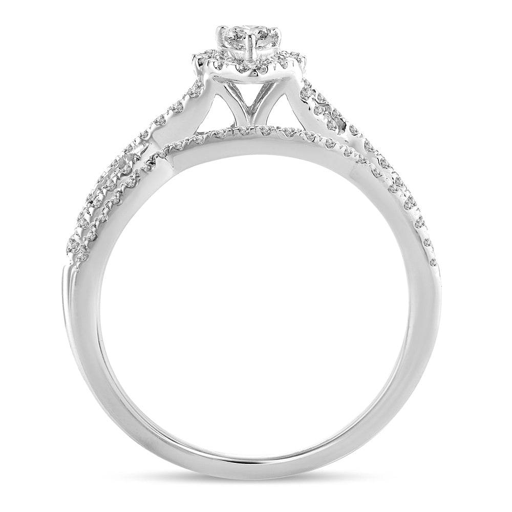 Elegant 14k White Gold 0.50CT Lab Diamond Bridal Ring