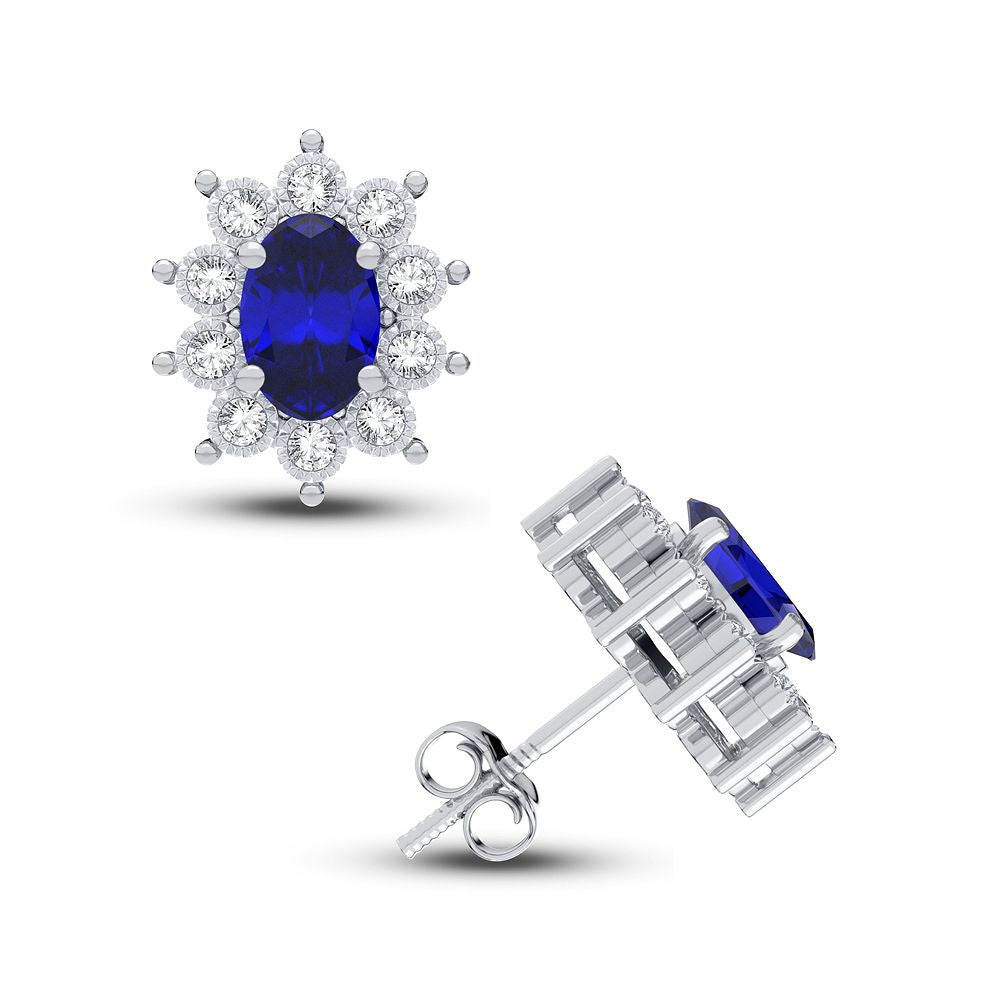 10k White Gold 0.08CT Lab Diamond Stud Earrings for Women