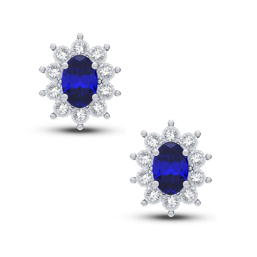 10k White Gold 0.08CT Lab Diamond Stud Earrings for Women