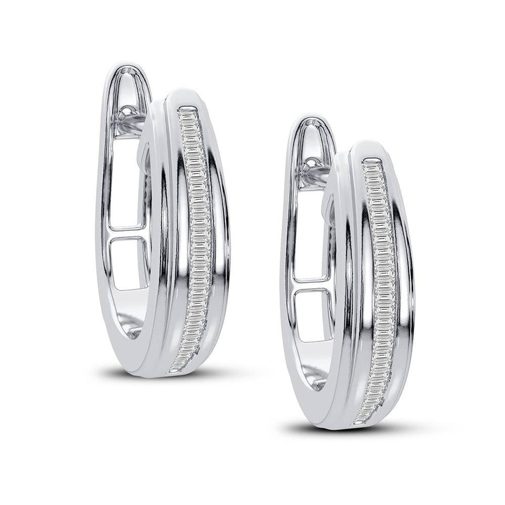 10k White Gold Lab Diamond Hoop Earrings for Women