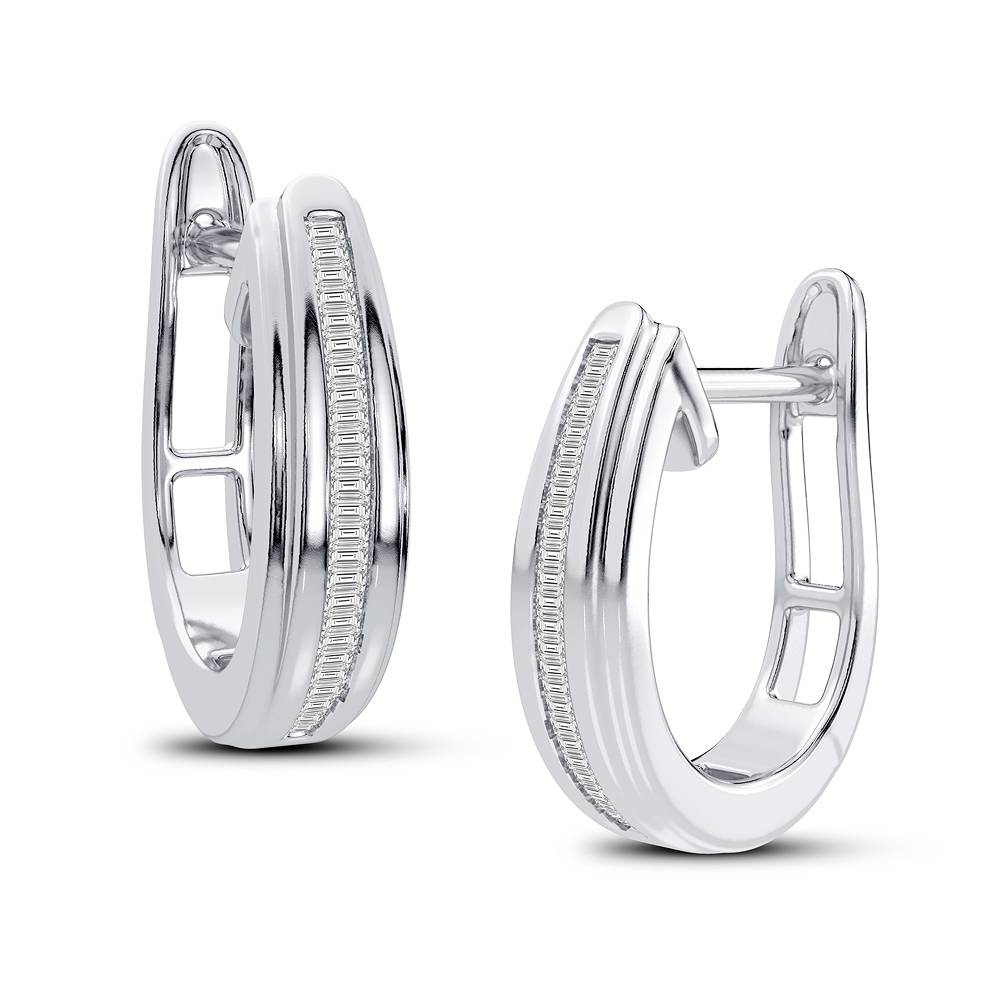 10k White Gold Lab Diamond Hoop Earrings for Women