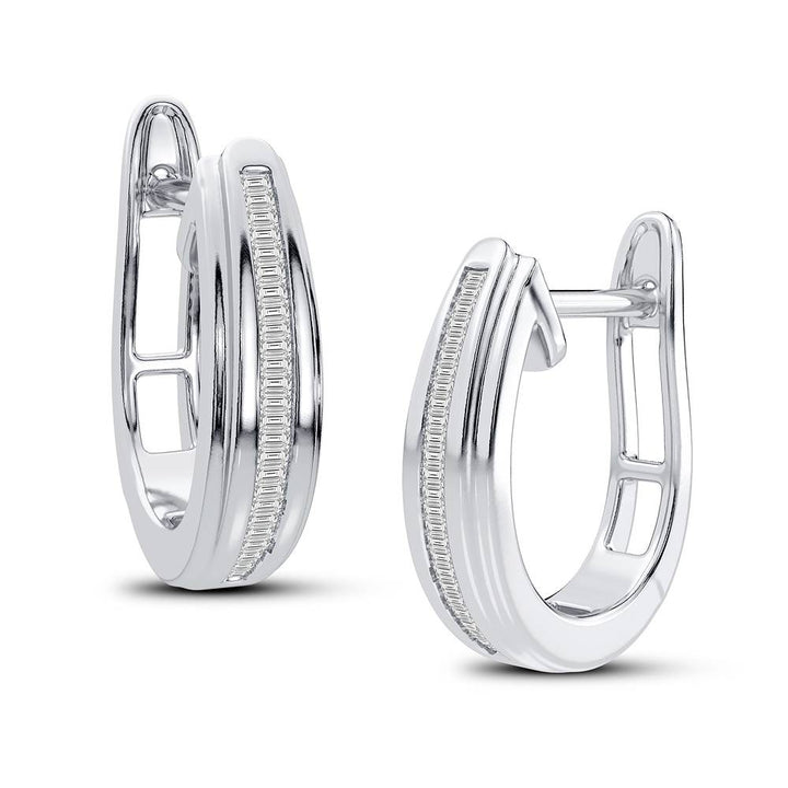 10k White Gold Lab Diamond Hoop Earrings for Women