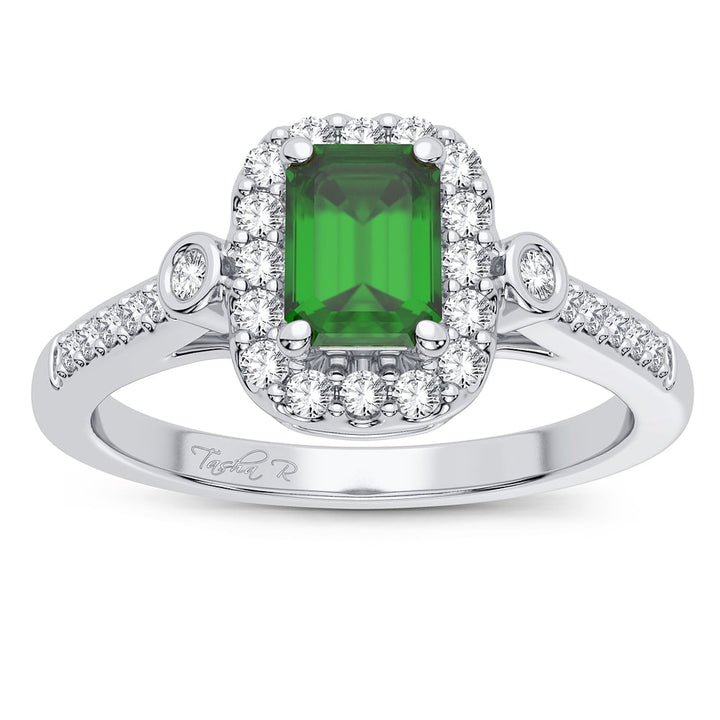 14K 0.20CT Diamond Emerald Ring