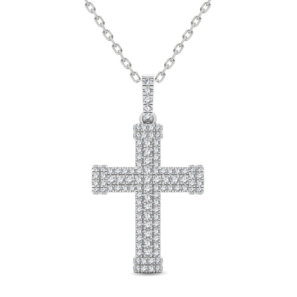 Luminous 14k White Gold Lab Diamond Religious Pendant