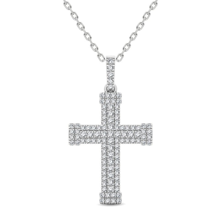 Luminous 14k White Gold Lab Diamond Religious Pendant