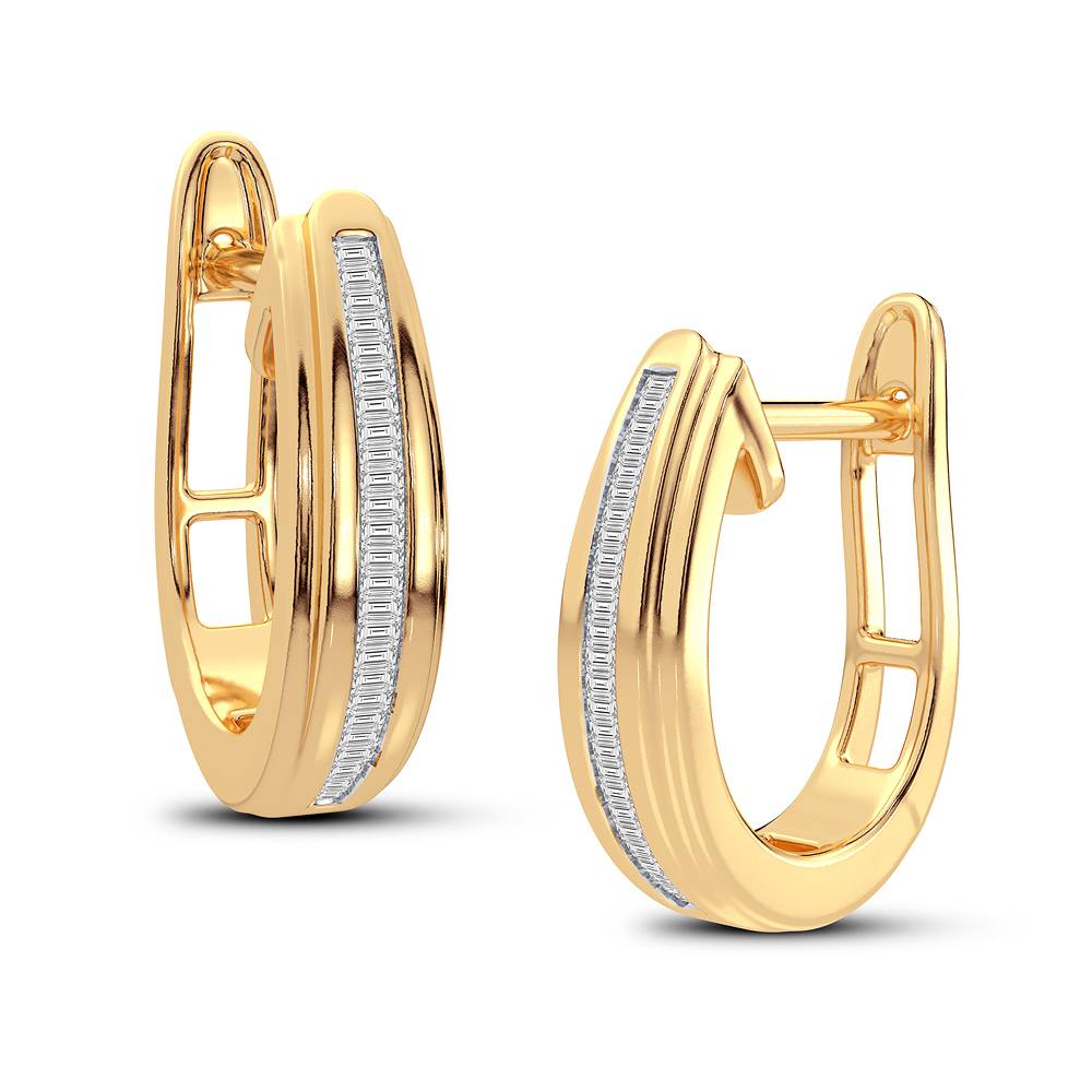 10K Yellow Gold Lab Diamond Hoop Earrings for Women