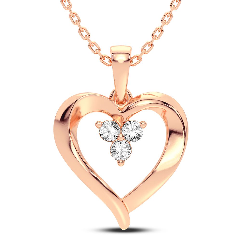 Delicate 14k Rose Gold Lab Diamond Womens Pendant