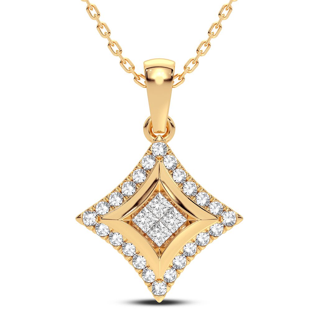 14k Yellow Gold Lab Diamond Womens Pendant Charm