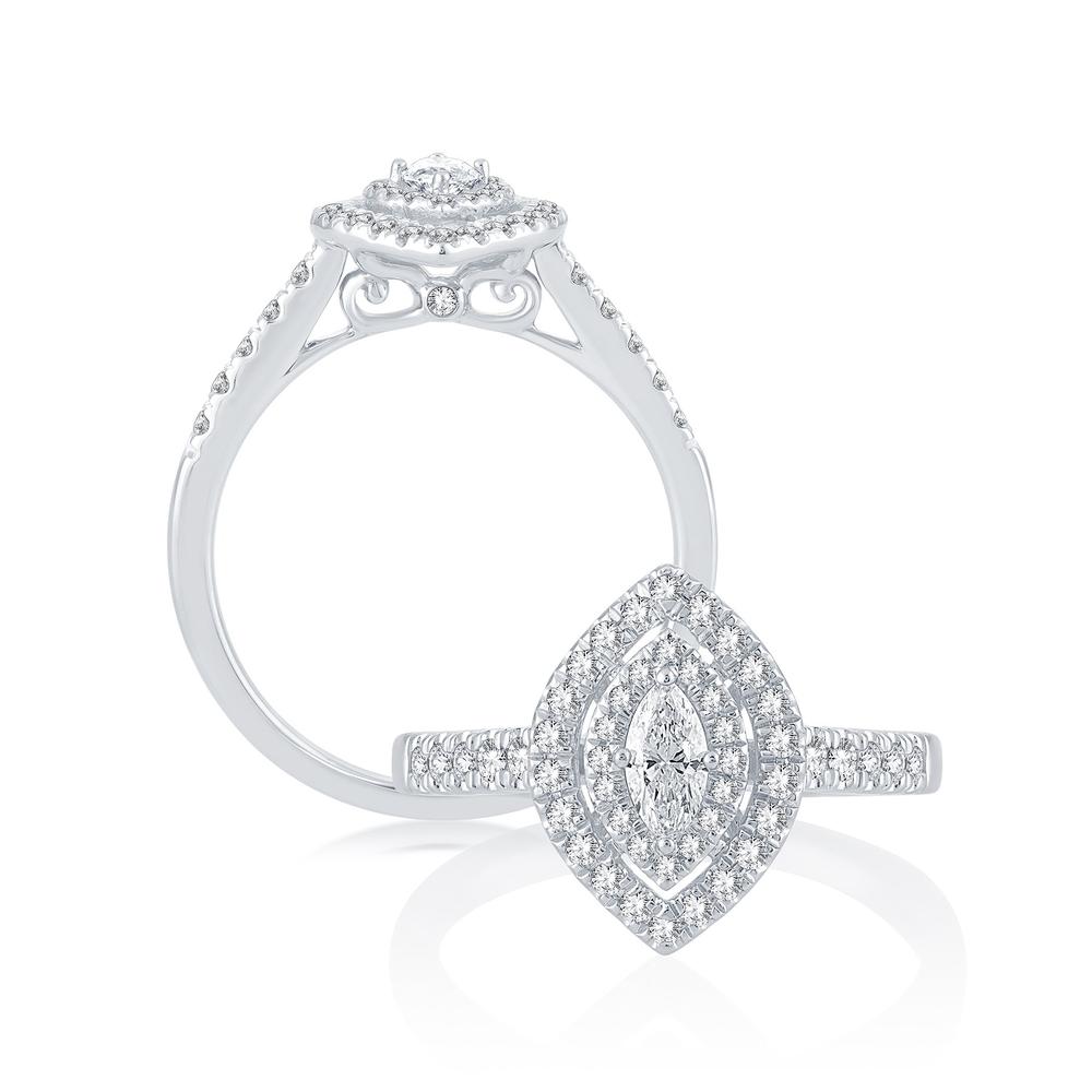 Elegant 14K White Gold 0.53CT Lab Diamond Ring