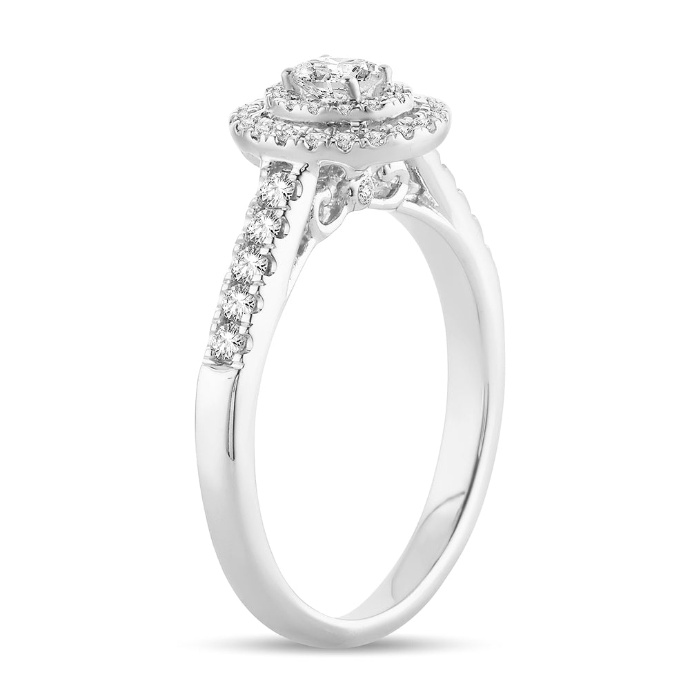 14K White Gold 0.51CT Lab Diamond Womens Engagement Ring