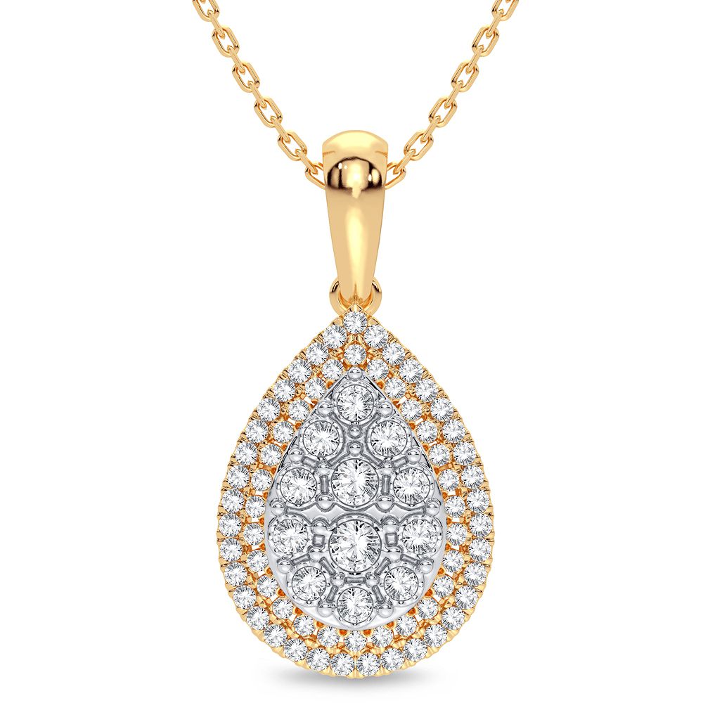 Chic 14K Yellow Gold 0.25CT Lab Diamond Womens Pendant