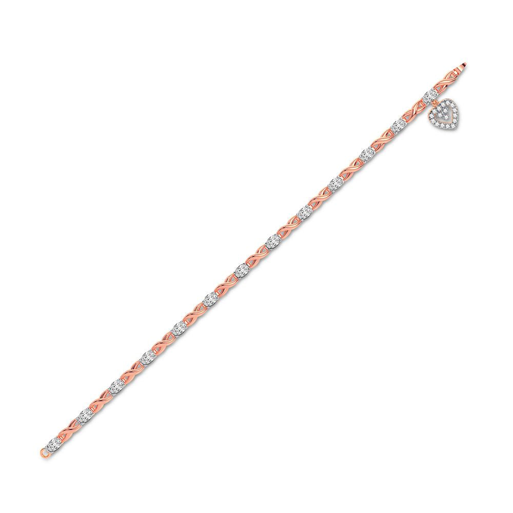 10k Rose Gold Lab Diamond Womens Tennis Bracelet