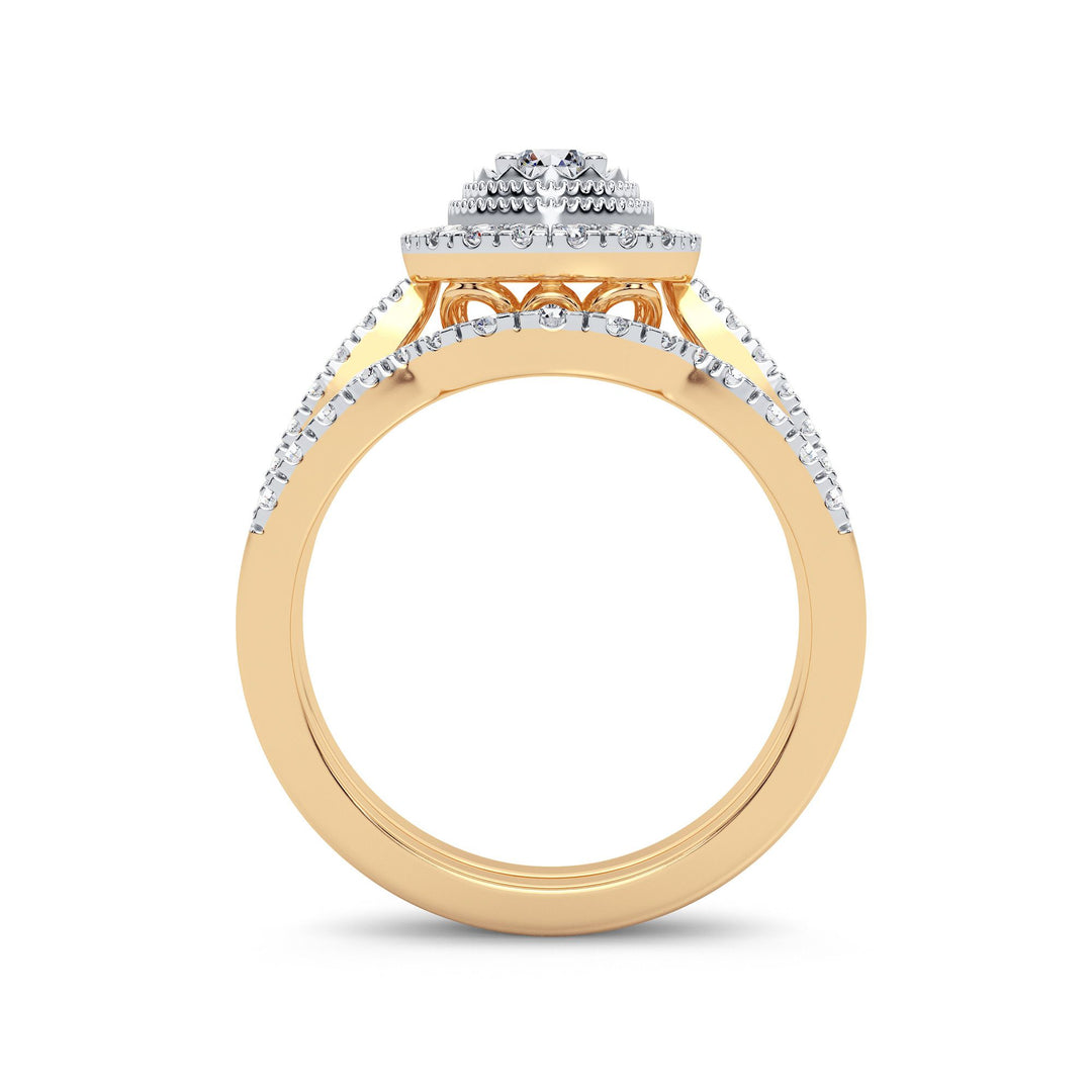 14K Yellow Gold Lab Diamond Bridal Ring - 0.75CT Brilliance