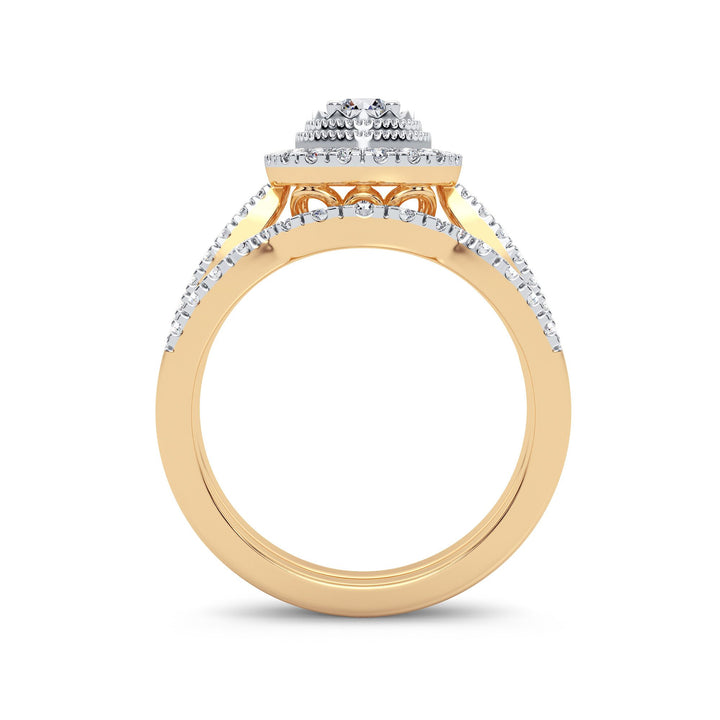 14K Yellow Gold Lab Diamond Bridal Ring - 0.75CT Brilliance