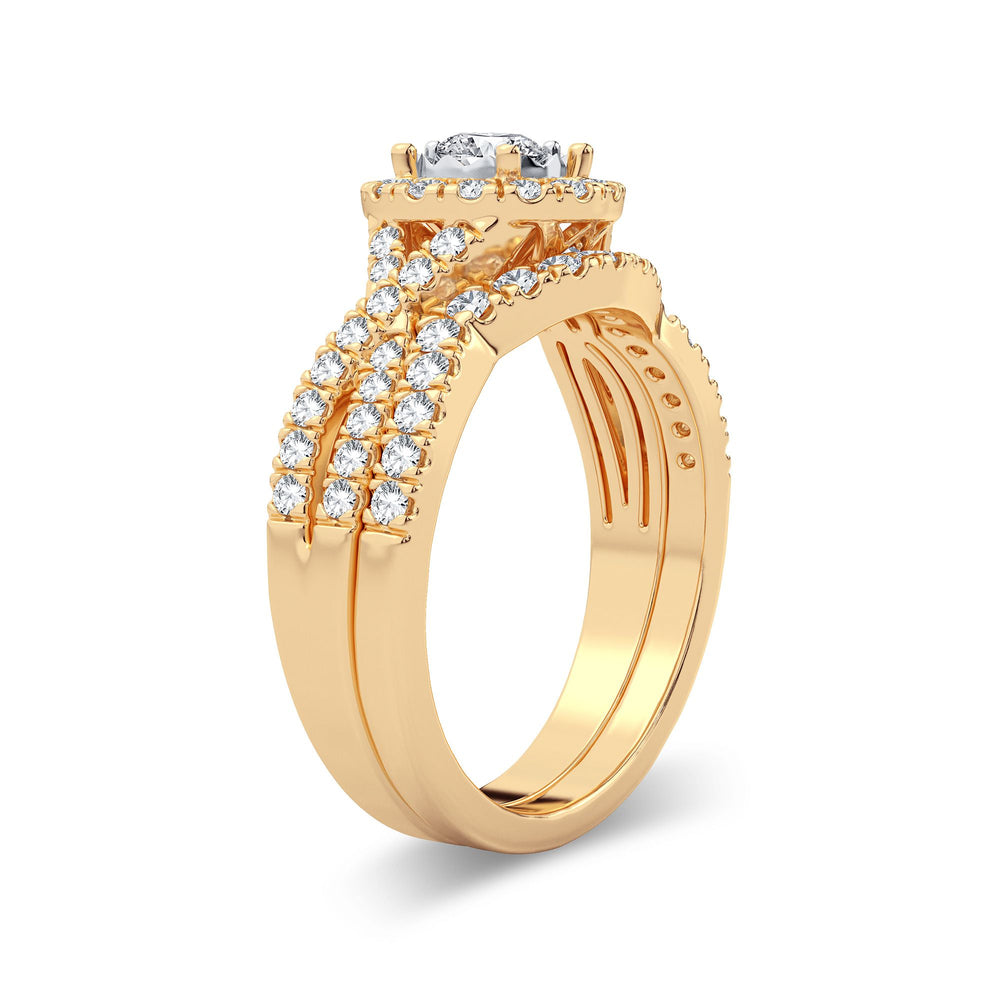14K Yellow Gold Lab Diamond Bridal Ring - 0.75CT Sparkle