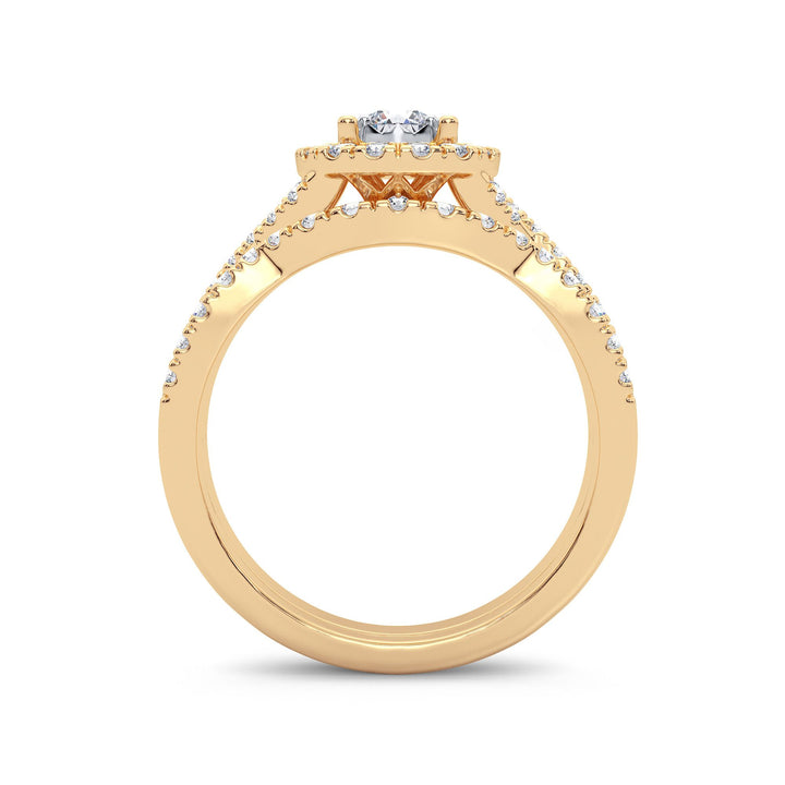 14K Yellow Gold Lab Diamond Bridal Ring - 0.75CT Sparkle