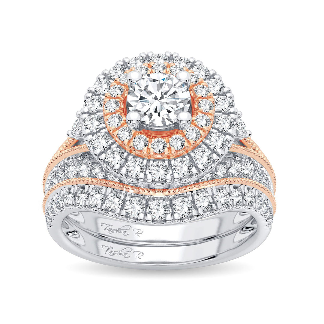 Romantic 14k Rose Gold 2ct Lab Diamond Bridal Ring