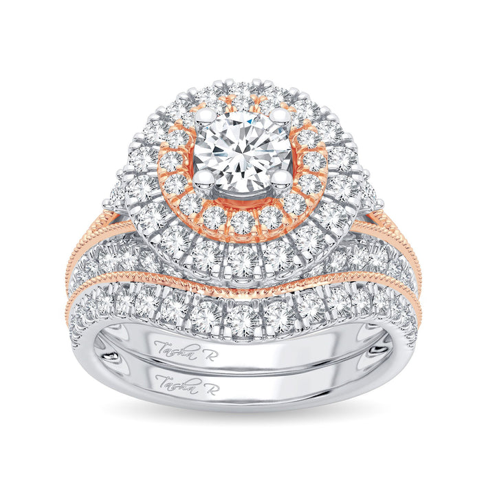 Romantic 14k Rose Gold 2ct Lab Diamond Bridal Ring