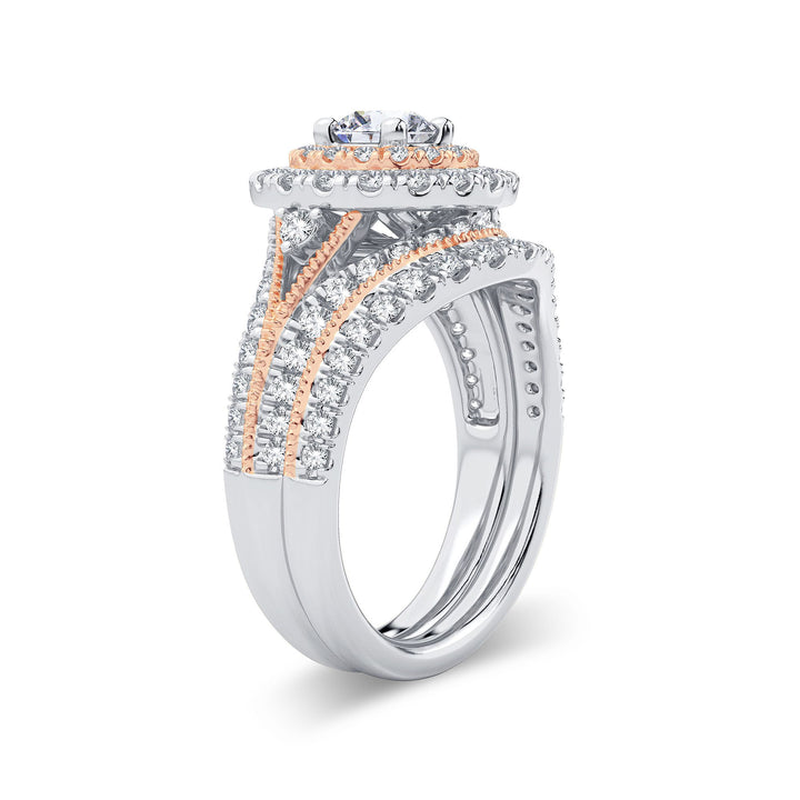 Romantic 14k Rose Gold 2ct Lab Diamond Bridal Ring