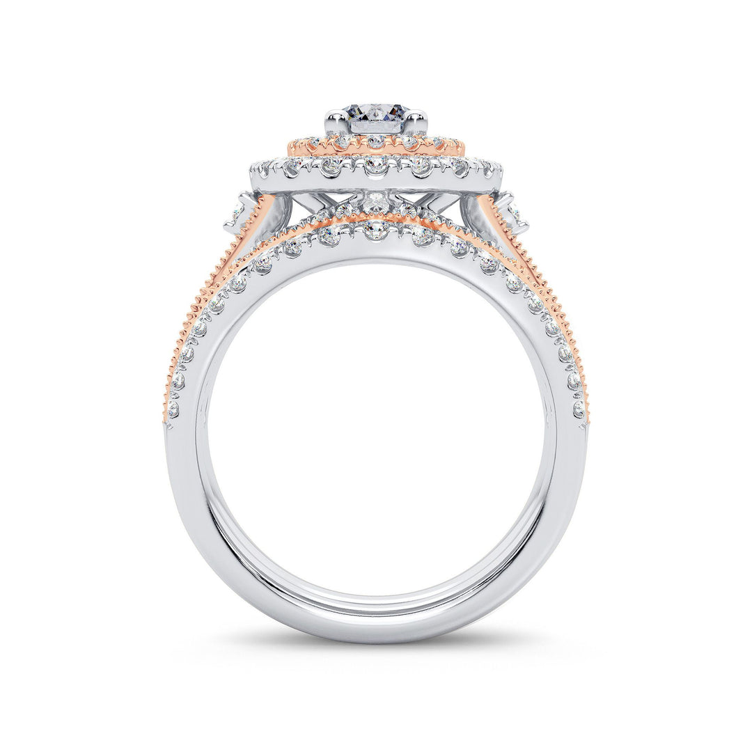 Romantic 14k Rose Gold 2ct Lab Diamond Bridal Ring